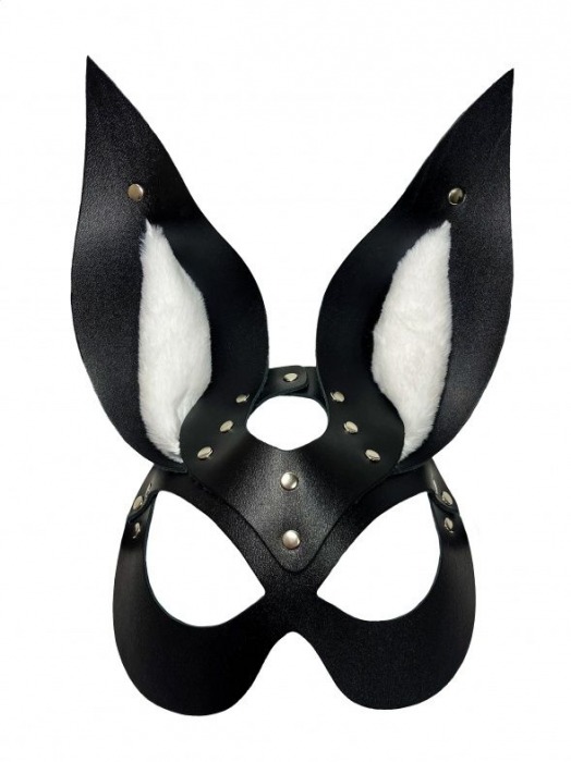 Черная маска зайки с белым мехом на ушках Miss Bunny - БДСМ Арсенал - купить с доставкой в Долгопрудном