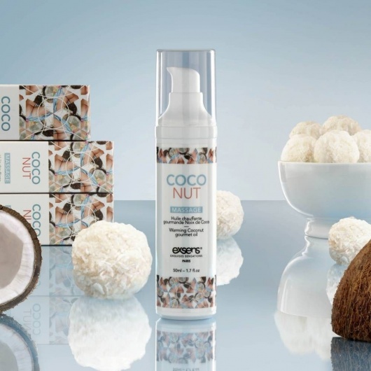 Разогревающее массажное масло с ароматом кокоса Gourmet Coconut - 50 мл. - Exsens - купить с доставкой в Долгопрудном