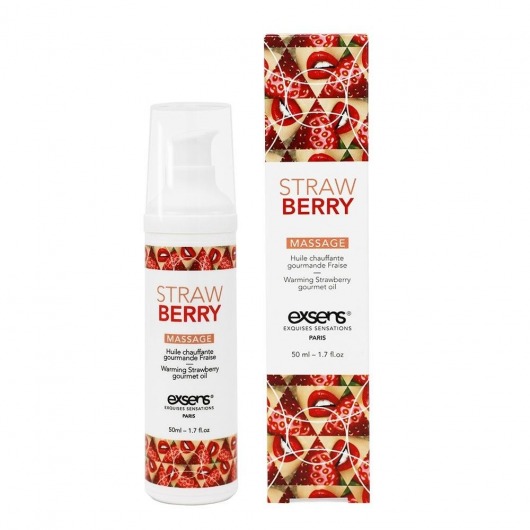Разогревающее массажное масло  с ароматом клубники Gourmet Strawberry - 50 мл. - Exsens - купить с доставкой в Долгопрудном