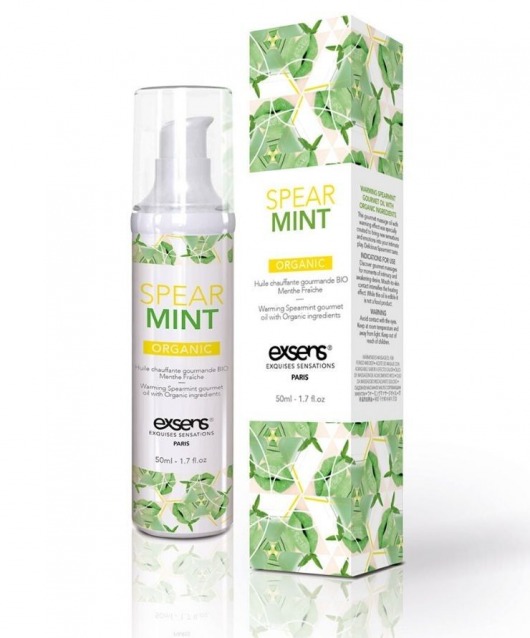 Разогревающее массажное масло Gourmet Spearmint Organic с органическими ингредиентами - 50 мл. - Exsens - купить с доставкой в Долгопрудном