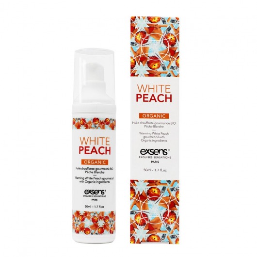 Разогревающее массажное масло Gourmet White Peach Organic с органическими ингредиентами - 50 мл. - Exsens - купить с доставкой в Долгопрудном