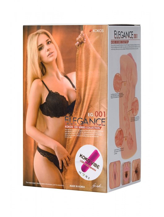 Реалистичный мастурбатор-вагина телесного цвета Elegance.001 с вибрацией - KOKOS - в Долгопрудном купить с доставкой