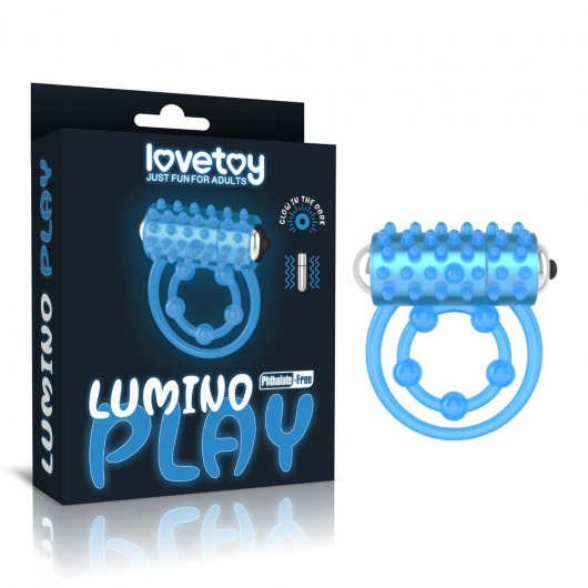 Голубое, светящееся в темноте виброкольцо Lumino Play Vibrating Penis Ring - Lovetoy - в Долгопрудном купить с доставкой