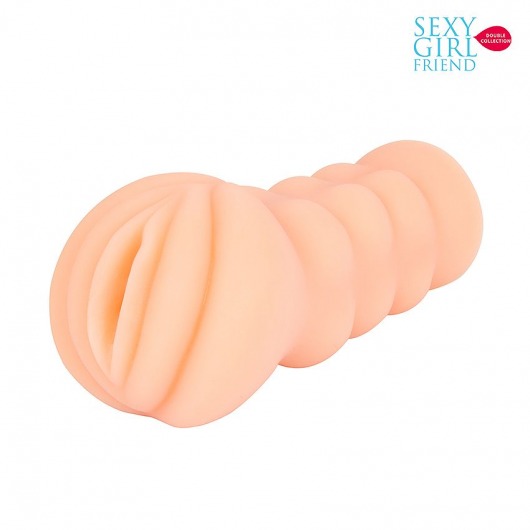 Телесный мастурбатор-вагина с комплектом эрекционных колец - Bior toys - в Долгопрудном купить с доставкой