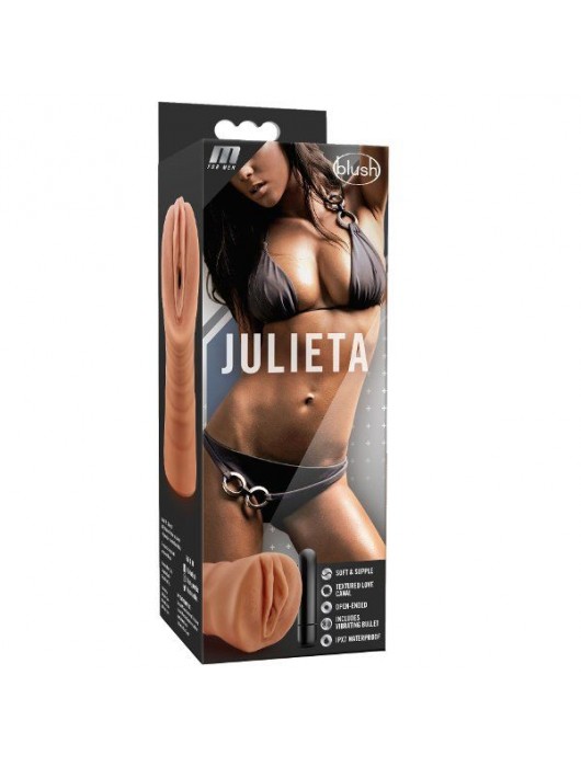 Мастурбатор-вагина цвета карамели Julieta с вибрацией - Blush Novelties - в Долгопрудном купить с доставкой