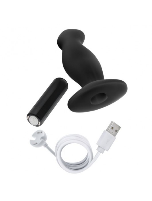 Черный анальный вибромассажёр Silicone Vibrating Prostate Massager 02 - 10,8 см. - Blush Novelties - в Долгопрудном купить с доставкой