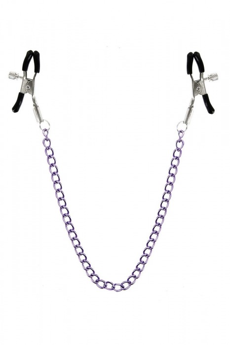 Зажимы для сосков с фиолетовой цепочкой Sweet Caress Nipple Chain - Sweet Caress - купить с доставкой в Долгопрудном