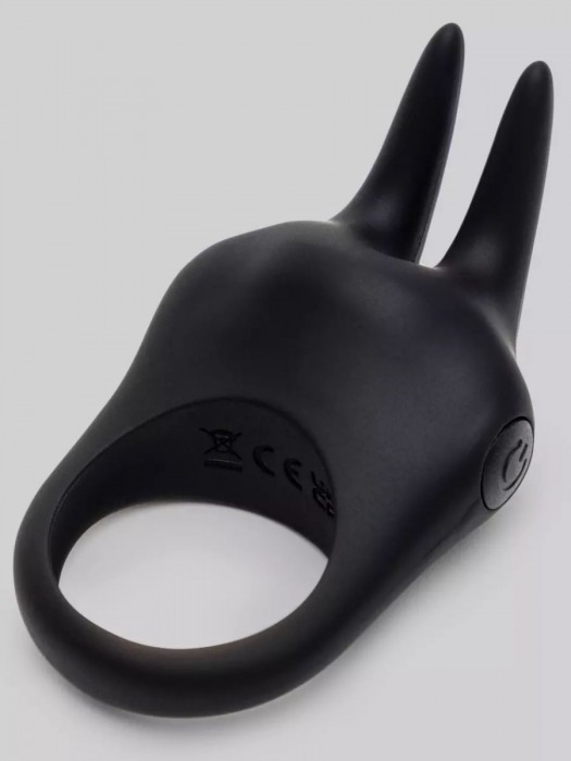 Черное эрекционное виброкольцо Sensation Rechargeable Vibrating Rabbit Love Ring - Fifty Shades of Grey - в Долгопрудном купить с доставкой