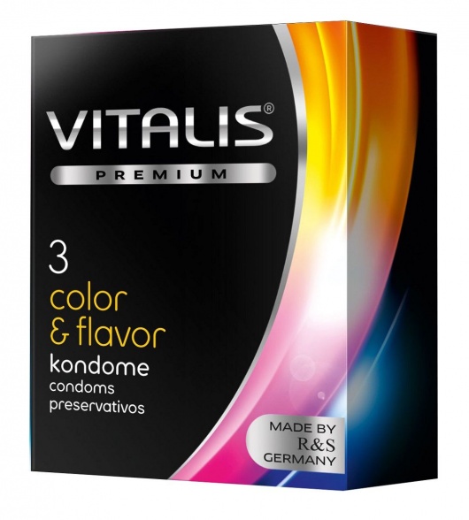 Цветные ароматизированные презервативы VITALIS PREMIUM color   flavor - 3 шт. - Vitalis - купить с доставкой в Долгопрудном