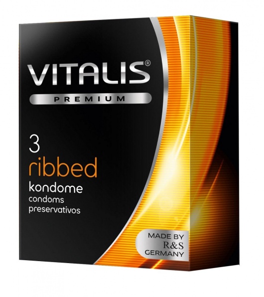 Ребристые презервативы VITALIS PREMIUM ribbed - 3 шт. - Vitalis - купить с доставкой в Долгопрудном