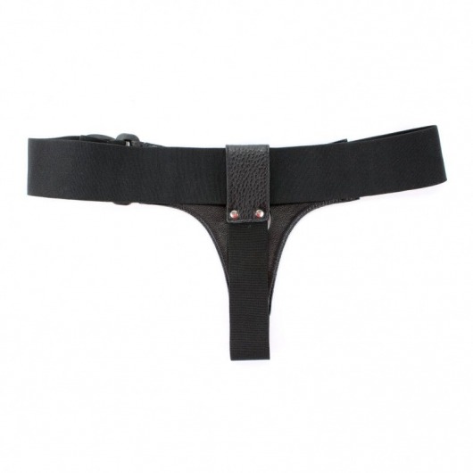 Чёрные трусики для страпона из натуральной кожи - БДСМ Арсенал - купить с доставкой в Долгопрудном