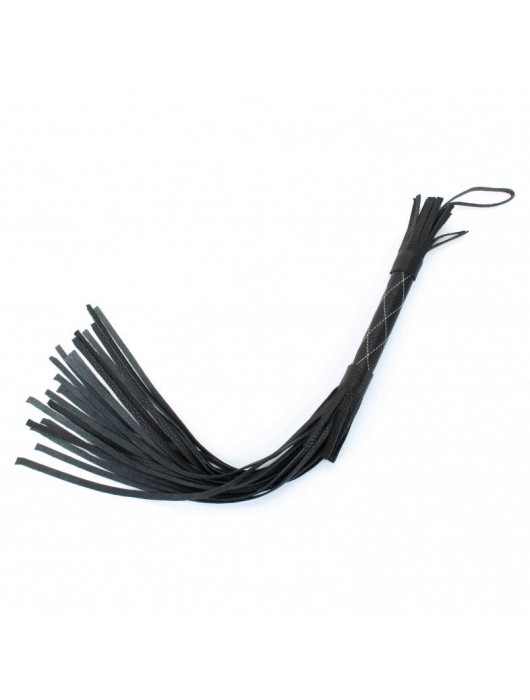 Аккуратная чёрная плетка  из натуральной кожи - БДСМ Арсенал - купить с доставкой в Долгопрудном