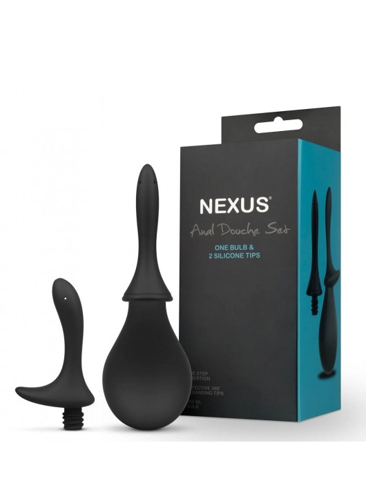 Черный анальный душ Nexus Anal Douche Set с 2 сменными насадками - Nexus Range - купить с доставкой в Долгопрудном