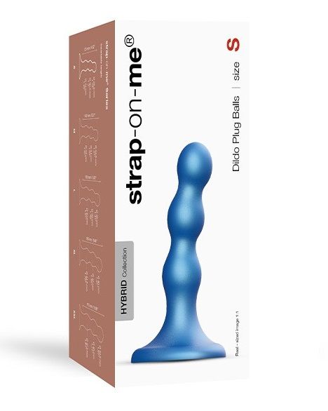 Голубая насадка Strap-On-Me Dildo Plug Balls size S - Strap-on-me - купить с доставкой в Долгопрудном