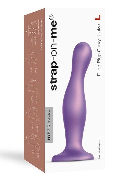Фиолетовая насадка Strap-On-Me Dildo Plug Curvy size L - Strap-on-me - купить с доставкой в Долгопрудном