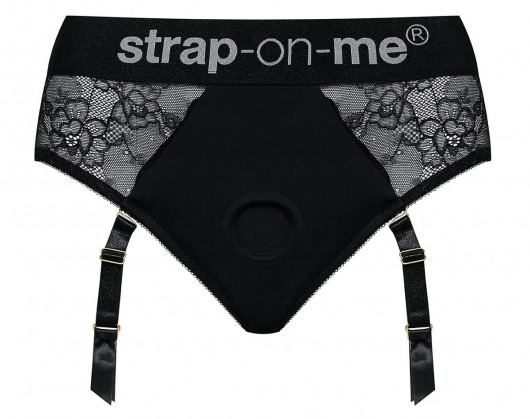 Черные трусики для насадок Diva Lingerie Harness - size L - Strap-on-me - купить с доставкой в Долгопрудном