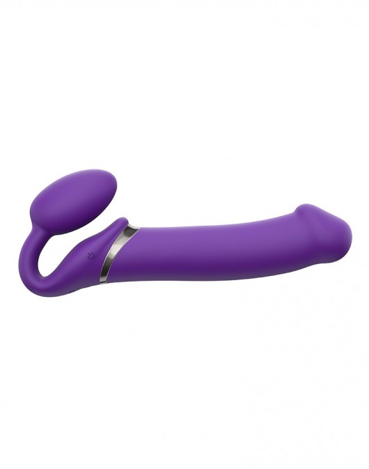 Фиолетовый безремневой вибрострапон Silicone Bendable Strap-On - size XL - Strap-on-me - купить с доставкой в Долгопрудном