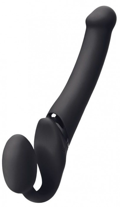 Черный безремневой вибрострапон Silicone Bendable Strap-On - size XL - Strap-on-me - купить с доставкой в Долгопрудном