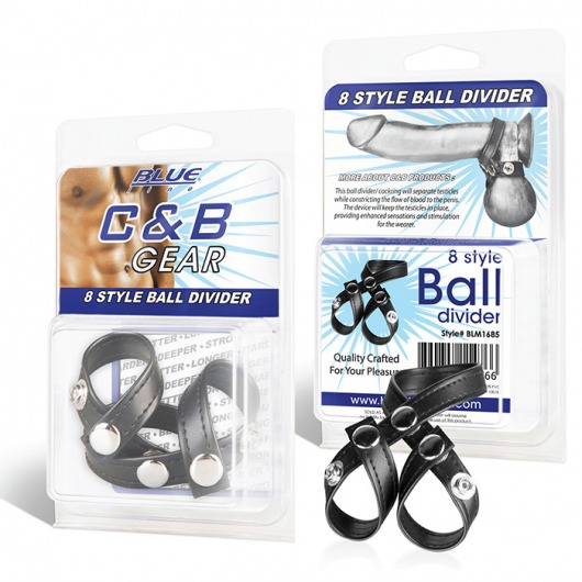 Разделитель мошонки из искусственной кожи на клепках 8 STYLE BALL DIVIDER - BlueLine - купить с доставкой в Долгопрудном