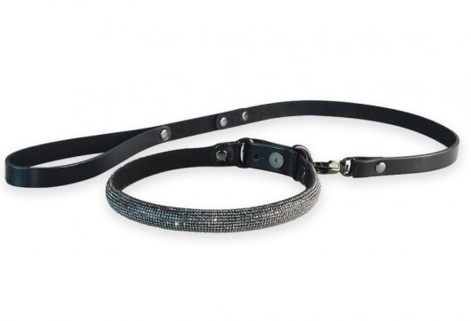Эффектный сверкающий ошейник с поводком  Гламур - Sitabella - купить с доставкой в Долгопрудном