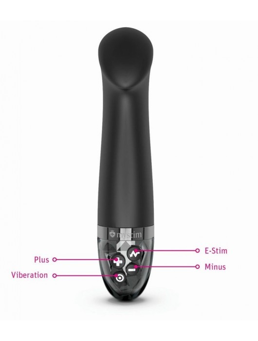 Черный вибратор с функцией электростимуляции Right on Ron - 17 см. - MyStim - купить с доставкой в Долгопрудном