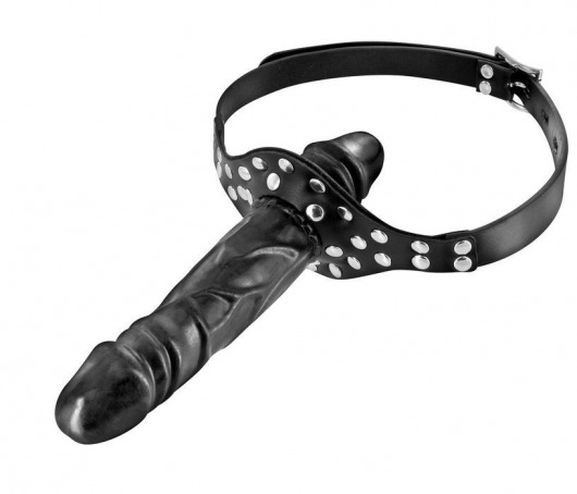 Черный кляп-фаллоимитатор Double Penis Gag - Fetish Tentation - купить с доставкой в Долгопрудном