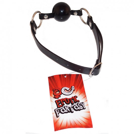 Силиконовый черный кляп-шарик на ремне Black Ballgag - Erotic Fantasy - купить с доставкой в Долгопрудном
