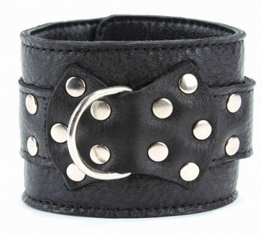 Чёрные наручники  из кожи с пряжкой - БДСМ Арсенал - купить с доставкой в Долгопрудном