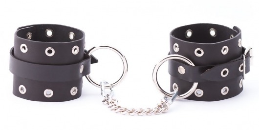 Черные кожаные оковы с люверсами - Crazy Handmade - купить с доставкой в Долгопрудном