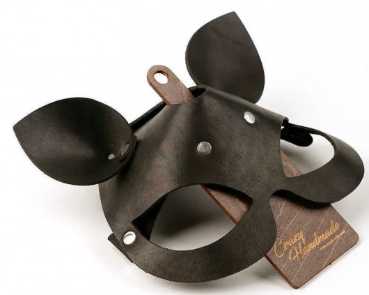 Черная кожаная маска  Кошка  с маленькими ушками - Crazy Handmade - купить с доставкой в Долгопрудном