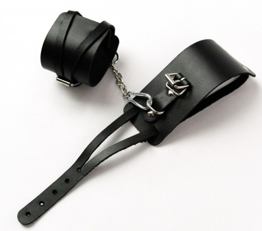Черные кожаные оковы с креплением в виде веревочек - Crazy Handmade - купить с доставкой в Долгопрудном