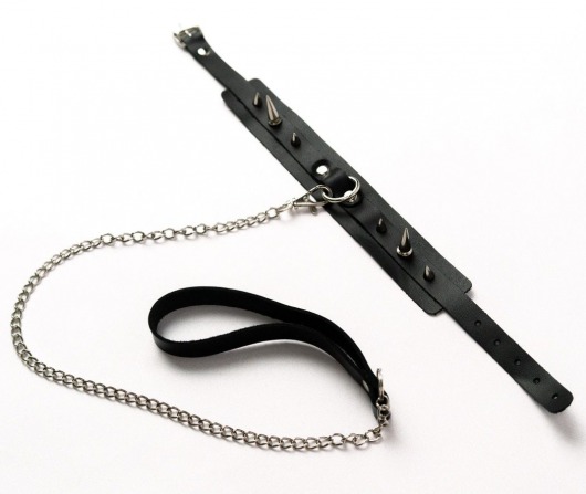 Черный ошейник с шипами и поводком - Crazy Handmade - купить с доставкой в Долгопрудном