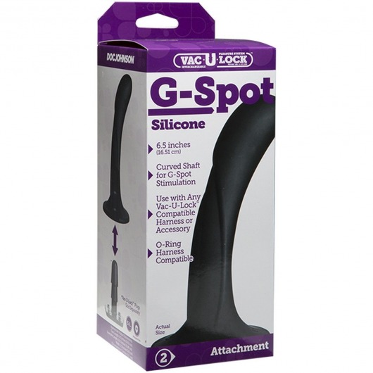 Черная изогнутая насадка Vac-U-Lock G-Spot - 16,5 см. - Doc Johnson - купить с доставкой в Долгопрудном