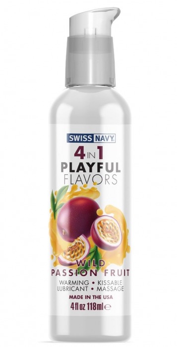 Массажный гель 4-в-1 Wild Passion Fruit с ароматом маракуйи - 118 мл. - Swiss navy - купить с доставкой в Долгопрудном