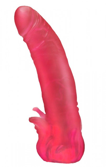 Розовая насадка для страпона с клиторальными лепестками - 18,5 см. - LOVETOY (А-Полимер) - купить с доставкой в Долгопрудном