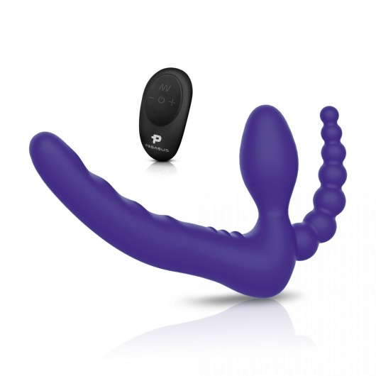 Фиолетовый безремневой страпон с пультом ДУ 7’’ Remote Control Strapless - 24 см. - Pegasus - купить с доставкой в Долгопрудном
