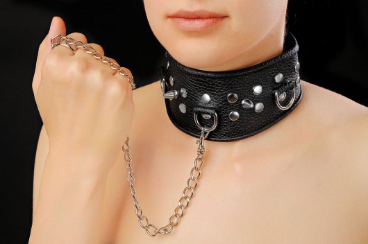Чёрный ошейник из кожи - Sitabella - купить с доставкой в Долгопрудном