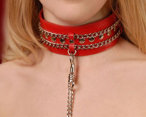 Красный ошейник с цепочками - Sitabella - купить с доставкой в Долгопрудном
