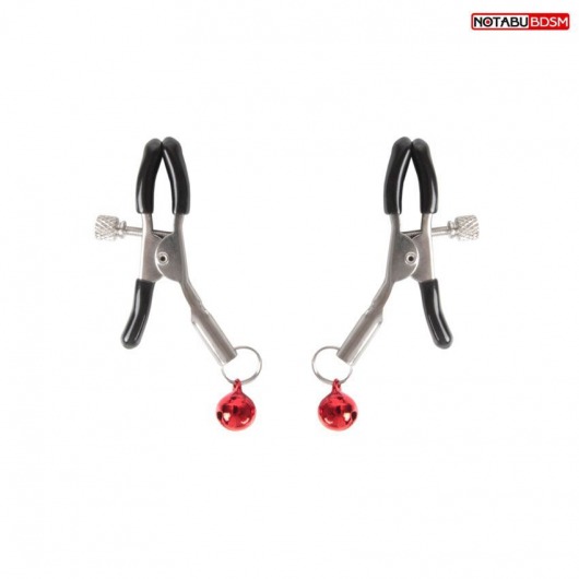 Серебристые зажимы на соски с шариками - Notabu - купить с доставкой в Долгопрудном