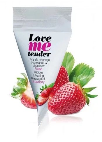 Съедобное согревающее массажное масло Love Me Tender Strawberry с ароматом клубники - 10 мл. - Love to Love - купить с доставкой в Долгопрудном