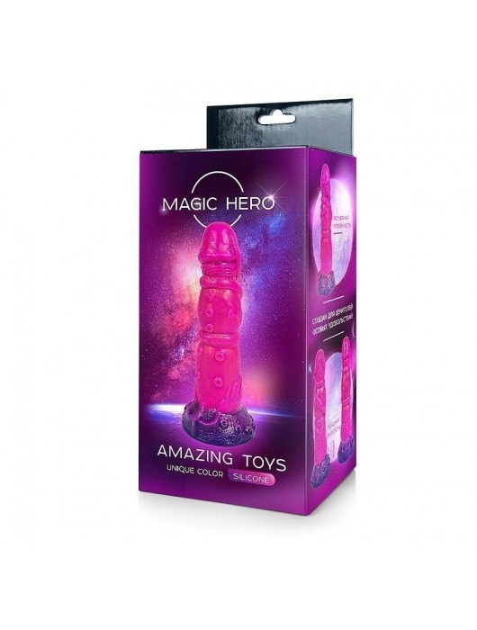 Розовый рельефный фантазийный фаллоимитатор - 20 см. - Bior toys - купить с доставкой в Долгопрудном