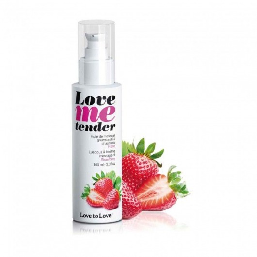 Съедобное согревающее массажное масло Love Me Tender Strawberry с ароматом клубники - 100 мл. - Love to Love - купить с доставкой в Долгопрудном