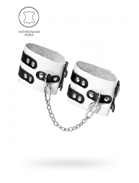 Бело-черные оковы с двумя ремешками и люверсами - Pecado - купить с доставкой в Долгопрудном