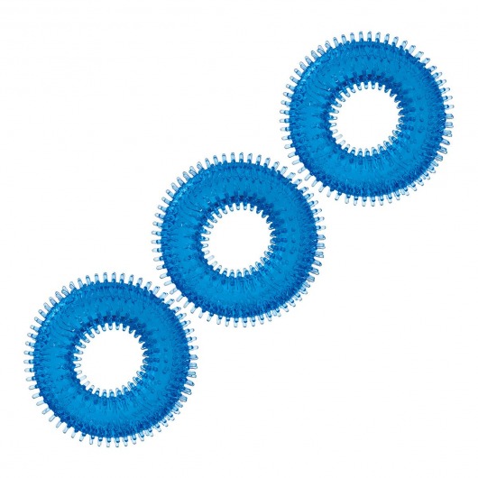 Комплект из трех голубых колец для эрекции 3-Pack Ultra-Stim Stretch Cock Rings - BlueLine - в Долгопрудном купить с доставкой
