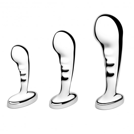 Набор из 3 стальных стимуляторов простаты Stainless Steel P-spot Training Set - b-Vibe - в Долгопрудном купить с доставкой