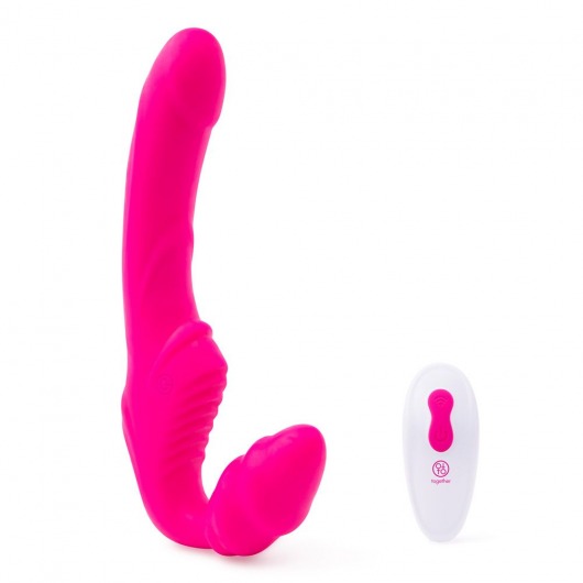 Розовый безремневой страпон на радиоуправлении Strapless Together - 22 см. - Together Toy - купить с доставкой в Долгопрудном
