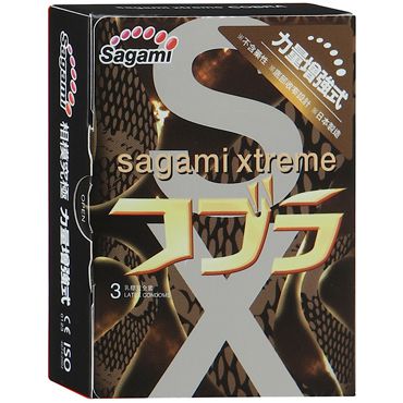 Суженные к основанию презервативы Sagami Xtreme COBRA - 3 шт. - Sagami - купить с доставкой в Долгопрудном