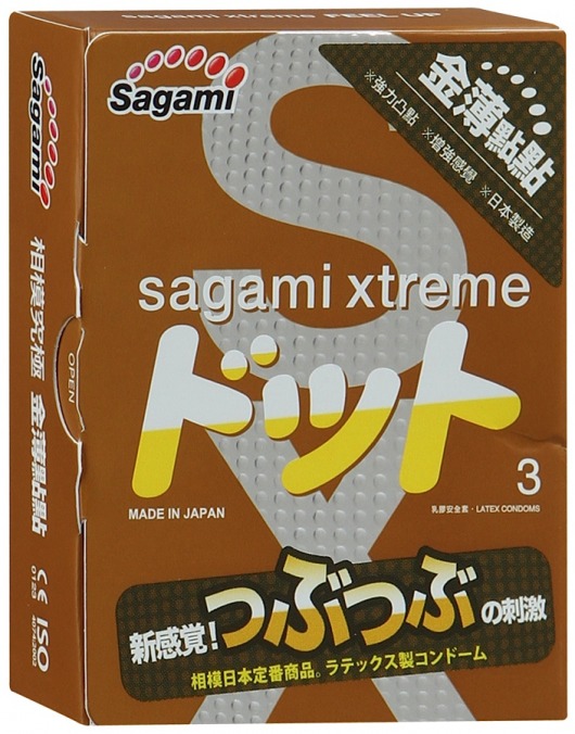 Презервативы Sagami Xtreme FEEL UP с точечной текстурой и линиями прилегания - 3 шт. - Sagami - купить с доставкой в Долгопрудном