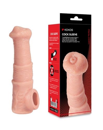 Телесная фантазийная насадка на член Cock Sleeve Size M - KOKOS - в Долгопрудном купить с доставкой