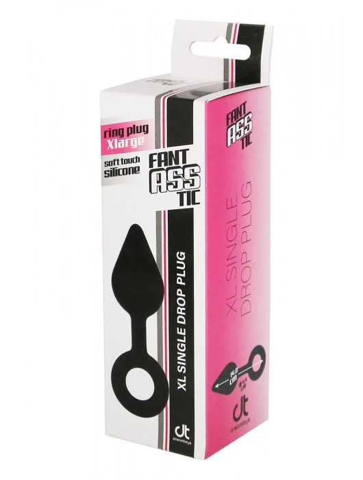 Черная анальная пробка с ручкой-кольцом XL Single Drop Plug - 14 см. - Dream Toys